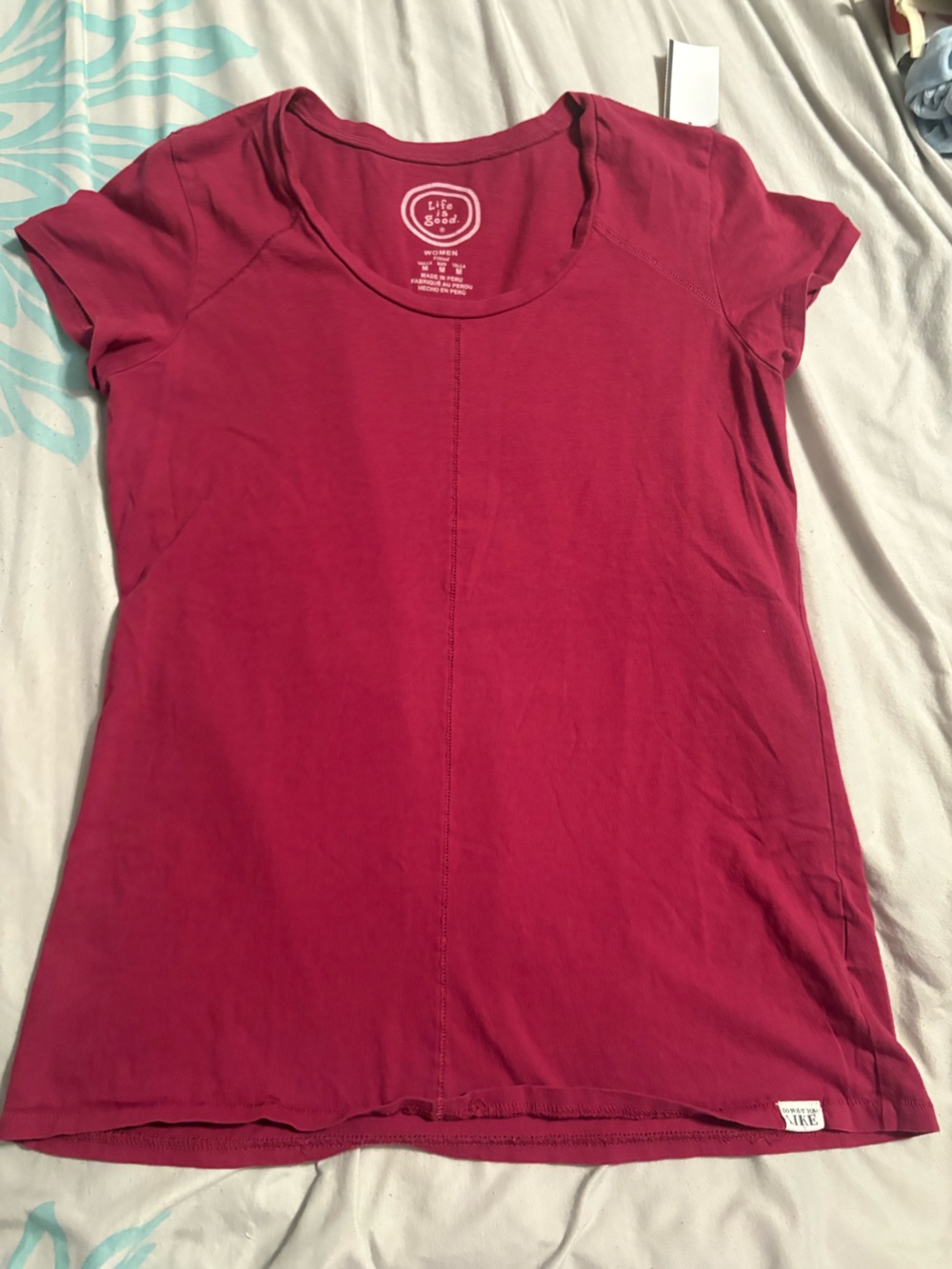 Life Is Good Women's Tee — Raspberry Pink medium cotton